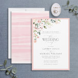 Invitation Formal Peach Pink Watercolor Floral Wedding Invita<br><div class="desc">Based on our bestselling Bridal Shower invitation, this traditional classic and formal wedding invitation features a floral bouquet of soft, watercolor roses in shades of blush pink, peach, and white, with lush green botanical leaves in shades of love and eucalyptus, and bordered in pink. Personalise your details accented with beautiful...</div>