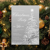 Invitation Formal Silver Winter Christmas Tree Bow Holiday