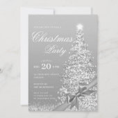 Invitation Formal Silver Winter Christmas Tree Bow Holiday (Devant)