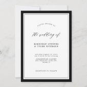 Invitation Format monogrammed élégant noir et blanc mariage (Devant)