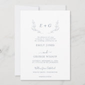 Invitation Forme bleue et blanche minimale tout en un mariage (Devant)