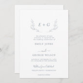 Invitation Forme bleue et blanche minimale tout en un mariage (Devant / Derrière)