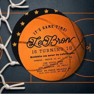 Invitation Forme de basketball Garçon Anniversaire Cercle