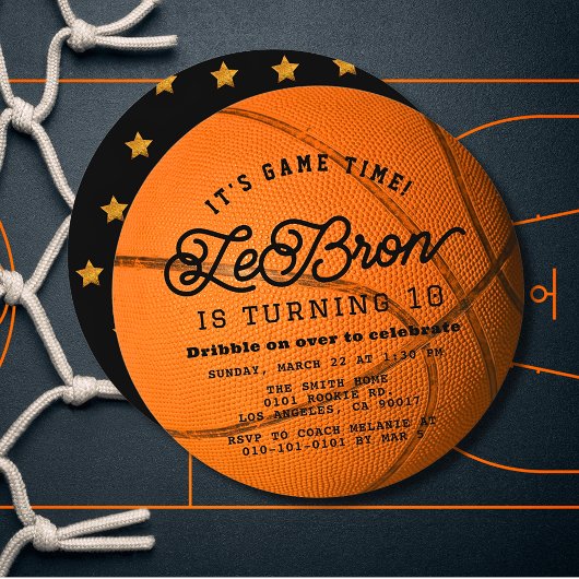 Invitation Forme de basketball Garçon Anniversaire Cercle
