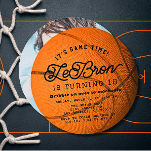 Invitation Forme de basketball Photo Garçon Anniversaire Cerc