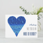 Invitation Forme de coeur bleu Serez-vous ma MAID OF HONNEUR (Debout devant)