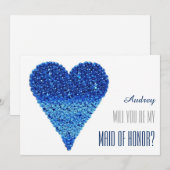 Invitation Forme de coeur bleu Serez-vous ma MAID OF HONNEUR (Devant / Derrière)