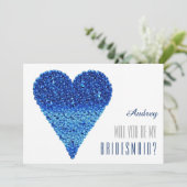 Invitation Forme de coeur bleu Serez-vous ma servante d'honne (Debout devant)