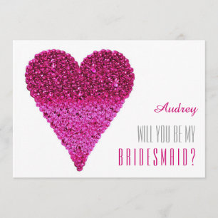 Invitation Forme de coeur rose Serez-vous ma servante d'honne