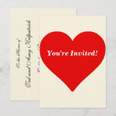 Invitation Forme de cœur rouge amour classique minimalisme (Devant / Derrière)