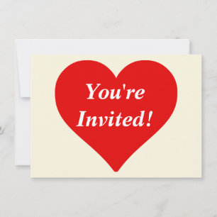 Invitation Forme de cœur rouge amour classique minimalisme