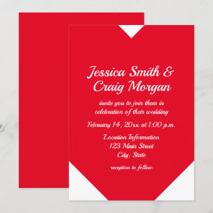 Invitation Forme de cœur rouge Saint-Valentin Mariage