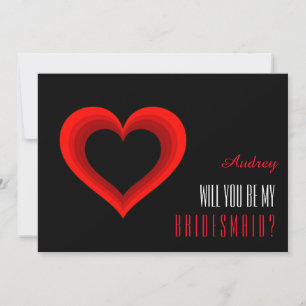 Invitation Forme de coeur rouge Serez-vous ma demoiselle d'ho