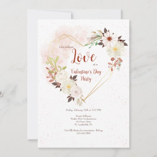 Invitation Forme de cœur rustique (Devant)