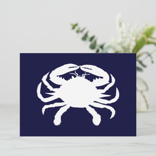 Invitation Forme de crabe bleu et blanc (Debout devant)