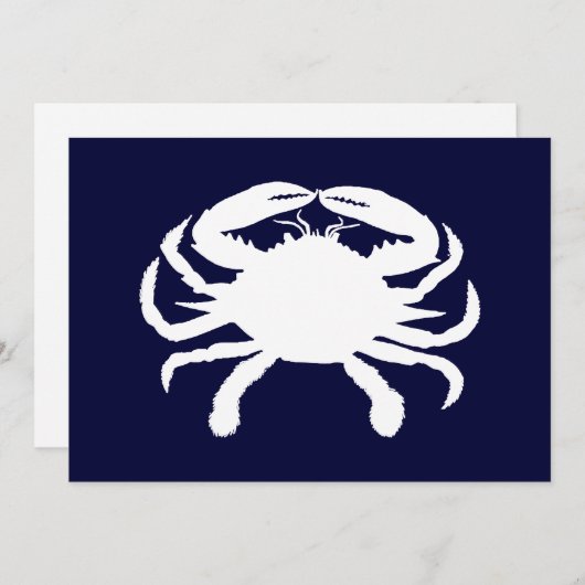 Invitation Forme de crabe bleu et blanc (Devant / Derrière)