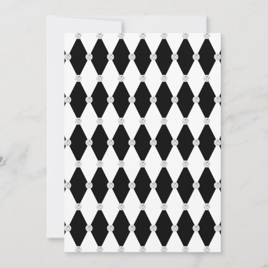 Invitation Forme de diamant de Rhombus blanc noir arlequin (Devant)
