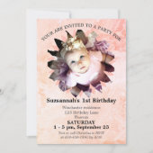 Invitation Forme de fleur Photo Pastel Aquarelle Modèle (Devant)