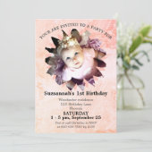 Invitation Forme de fleur Photo Pastel Aquarelle Modèle (Debout devant)