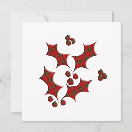 Invitation Forme de Noël Holly Plaid (Devant)