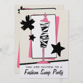 Invitation Forme de robe d'impression de zèbre de partie (Devant / Derrière)