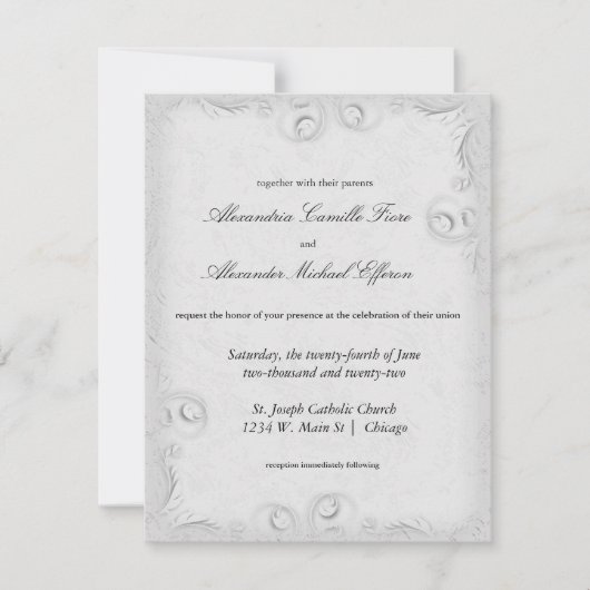 Invitation formel argenté élégant de mariage de (Devant)
