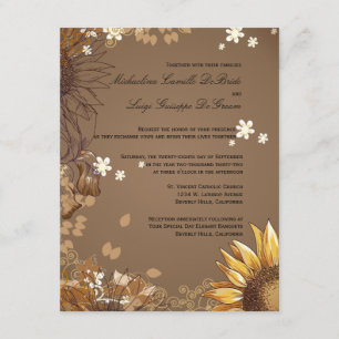Invitation formel de mariage de tournesols