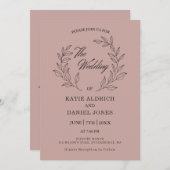 Invitation Formel Élégant Feuille moderne Lilac Mariage noir (Devant / Derrière)