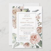 Invitation Formel élégant Floral Dusty Mariage rose (Devant)
