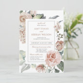 Invitation Formel élégant Floral Dusty Mariage rose (Debout devant)