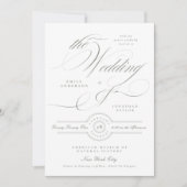 Invitation Formel Elegant Grey Mariage vert | Détails Retour (Devant)