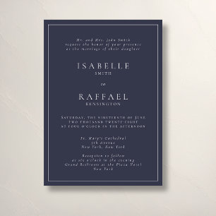 Invitation Formel Elegant Marine Bleu Plusieurs emplacements 