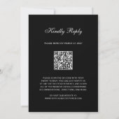 Invitation Formel et Classique | Réponse Mariage Noir QR Code (Dos)