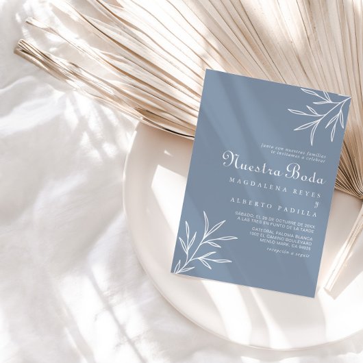 Invitation Formel minimal Dusty bleu Nuestra Boda Mariage