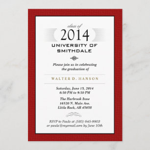 Invitation formel noir et blanc rouge de fête de