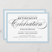 Invitation FORMEL RETRAITE PARTI moderne fantaisie bleu pâle (Devant / Derrière)