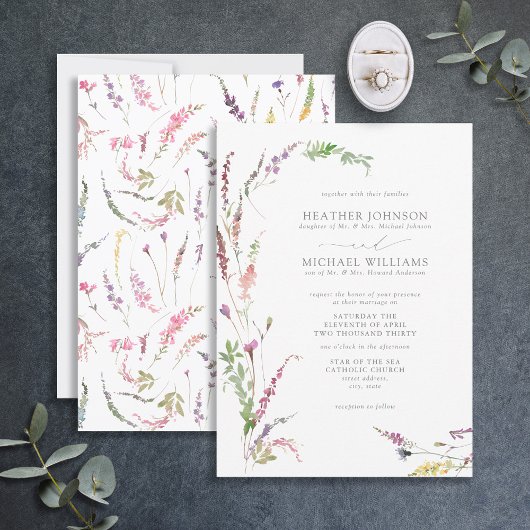 Invitation Formel tendance élégant Fleur sauvage Floral Maria