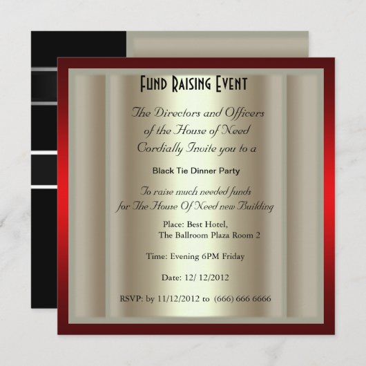 Invitation Formelle Black Cravate Dîner (Devant / Derrière)