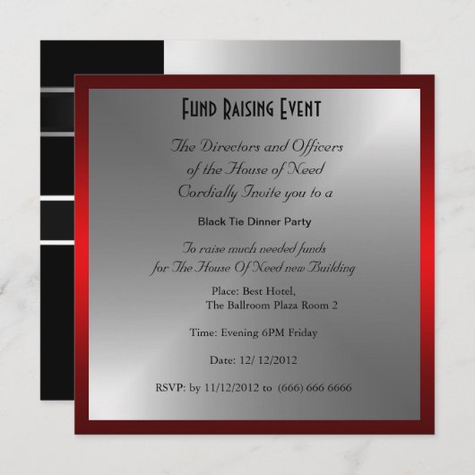 Invitation Formelle Black Cravate Dîner (Devant / Derrière)