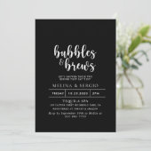 Invitation Formelle Black White Bubbles & Brews Bridal douche (Debout devant)