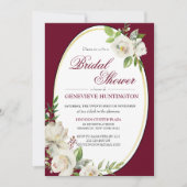 Invitation Formelle Bourgogne Rouge Floral Fête des mariées o (Devant)