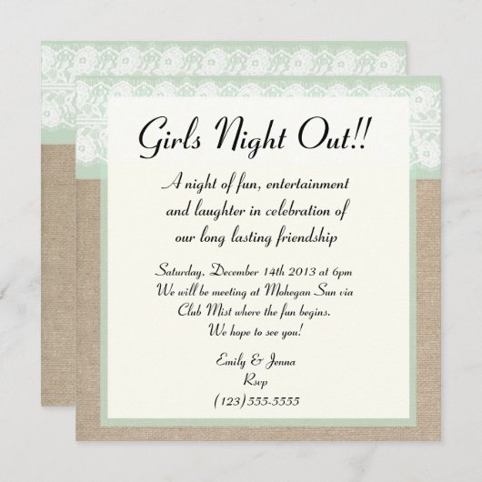 Invitation Formelle Burlap (Devant / Derrière)