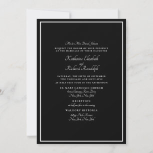 Invitation formelle de mariage noir pour les paren