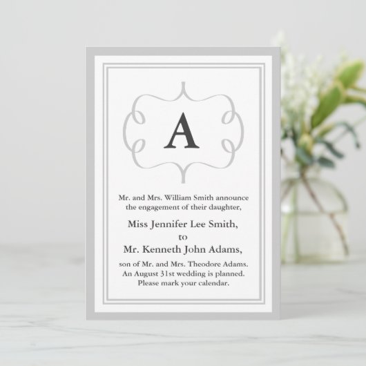 Invitation formelle de monogramme dans le gris (Debout devant)