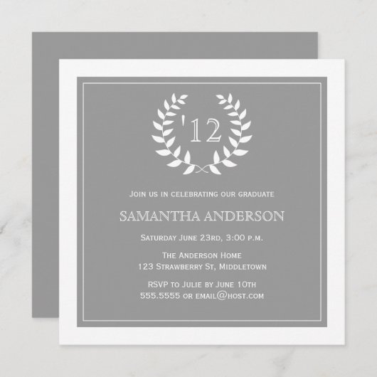 Invitation formelle d'obtention du diplôme d'année (Devant / Derrière)