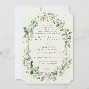 Invitation Formelle Elégante Crème Snowberry+Eucalyptus Maria