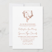 Invitation Formelle Rustique Floral Crest Monogramme Mariage (Devant)