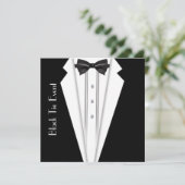 Invitation formelle Smoking Blanc Nœud Papillon No (Debout devant)