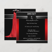 Invitation Formelle Soirée d'Anniversaire en Noir (Devant / Derrière)