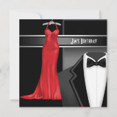 Invitation Formelle Soirée d'Anniversaire en Noir (Dos)